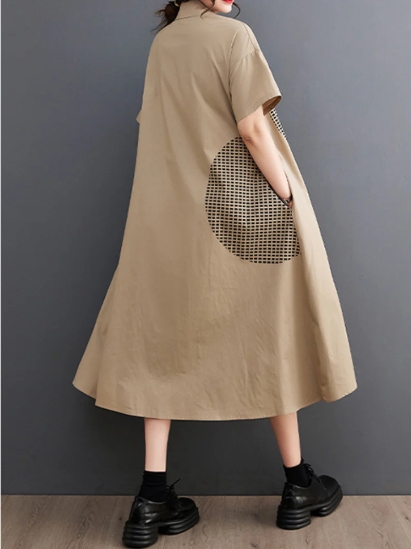 Close Your Eyes Polo Collar A-line Dress - Image 6