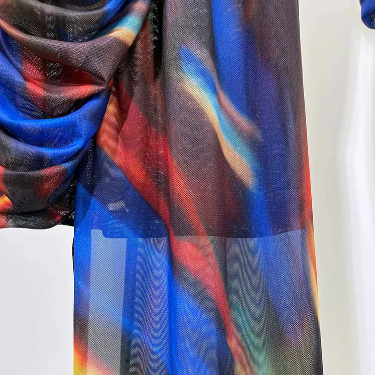 MULTI COLOR Mini Dress with SIDE TRAIN - Image 6