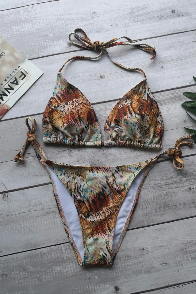 Colorful Print Push Up Brazilian Swimsuit - Image 4