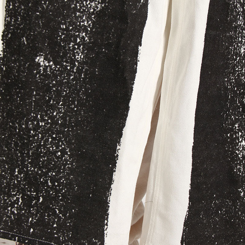 Conceptual Style Contrast Printed Drawstring High Waist Wide Leg Jeans - Image 4