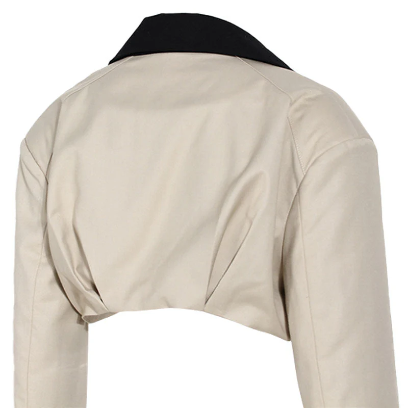 Contrast Layered Lapel Collar Single Breasted Tailored Detachable Blazer - Image 4