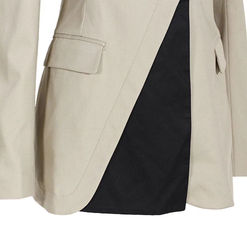 Contrast Layered Lapel Collar Single Breasted Tailored Detachable Blazer - Image 5