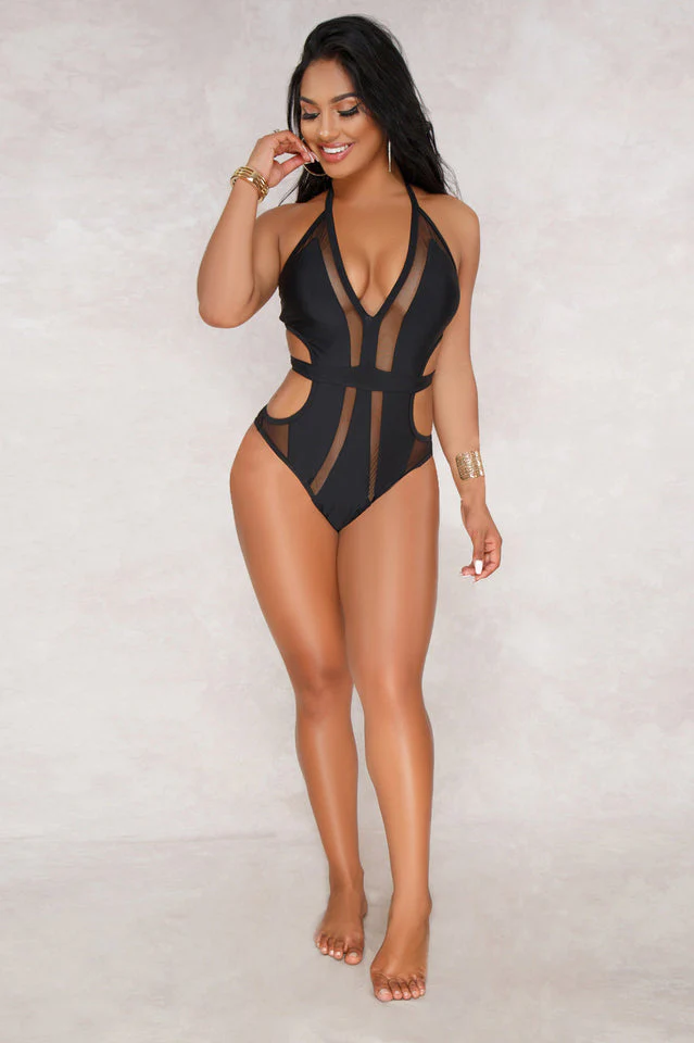 Mesh Halter One Piece Monokini - Image 3