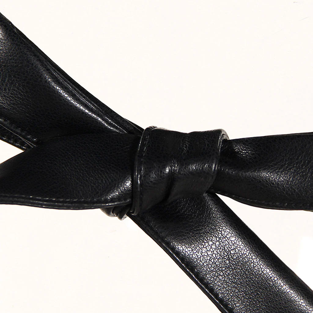 Cool Crossover Wrap Tie Lapel Collar Shoulder Pad Vegan Leather Cropped Blazer - Image 4