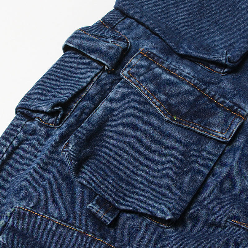 Cool Multiple Pocket Detail High Waist Wide Leg Cargo Jeans - Image 6