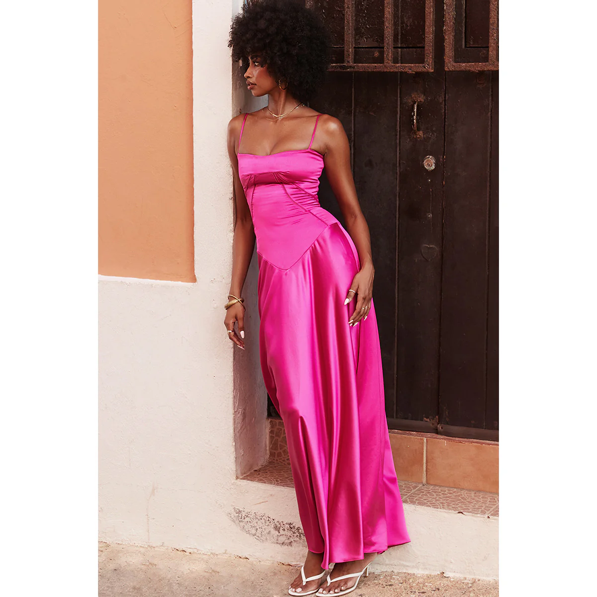 Anabella Black Lace Up Maxi Dress - Rose Red - Image 10