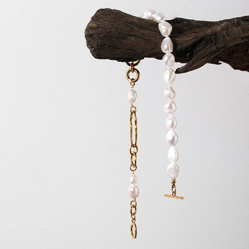 Luxury Chain Link Simulated Pearl Choker NeckLace - White - Image 2