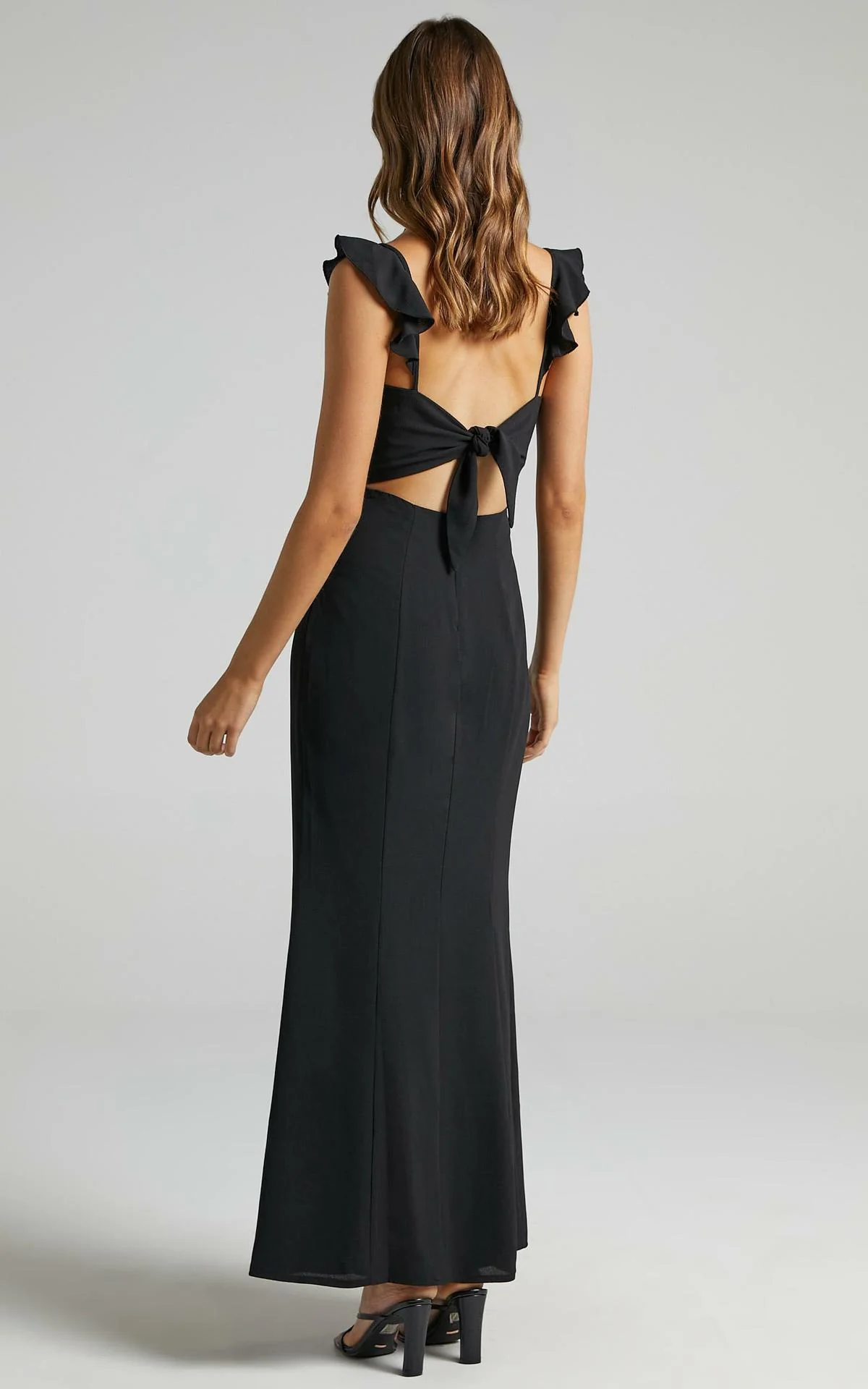More Than This Ruffle Strap Maxi Dress - Black - Image 3