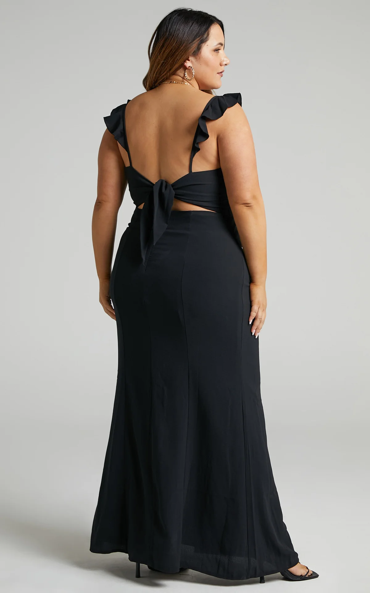 More Than This Ruffle Strap Maxi Dress - Black - Image 7