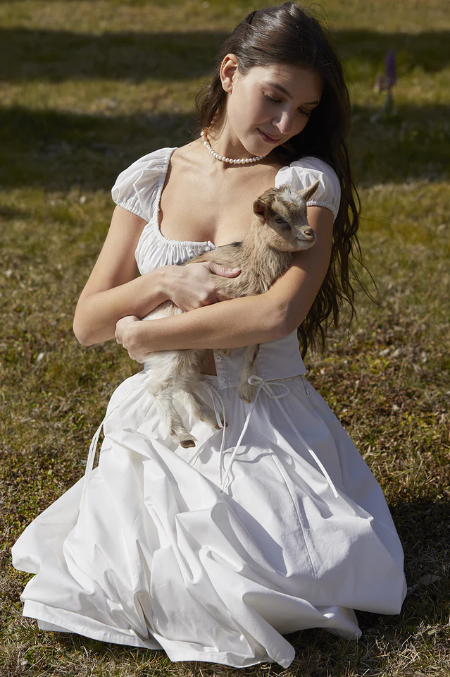 Cora White Gathered Top + Skirt Set - Image 11