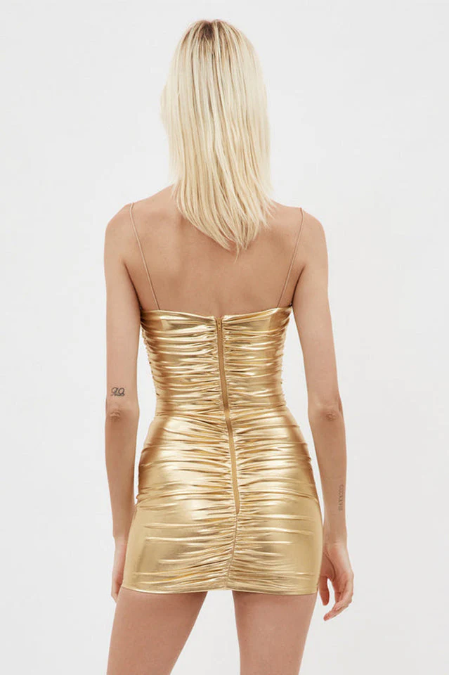 Corin Ruched Metallic Minidress - Image 2
