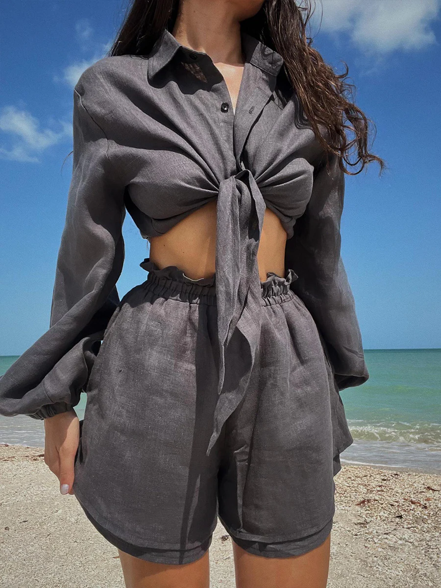 Cotton Bubble Two Piece Shorts Set - Image 2
