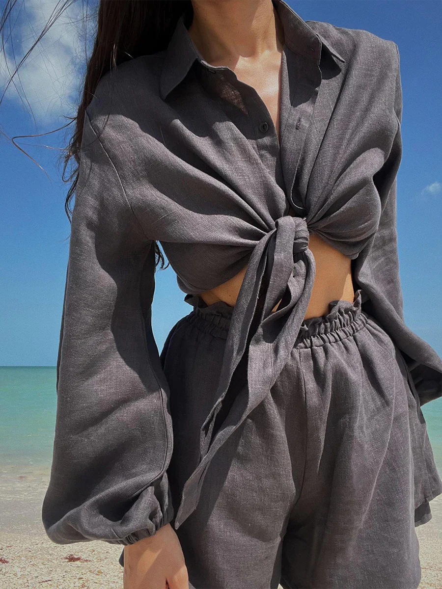 Cotton Bubble Two Piece Shorts Set - Image 3