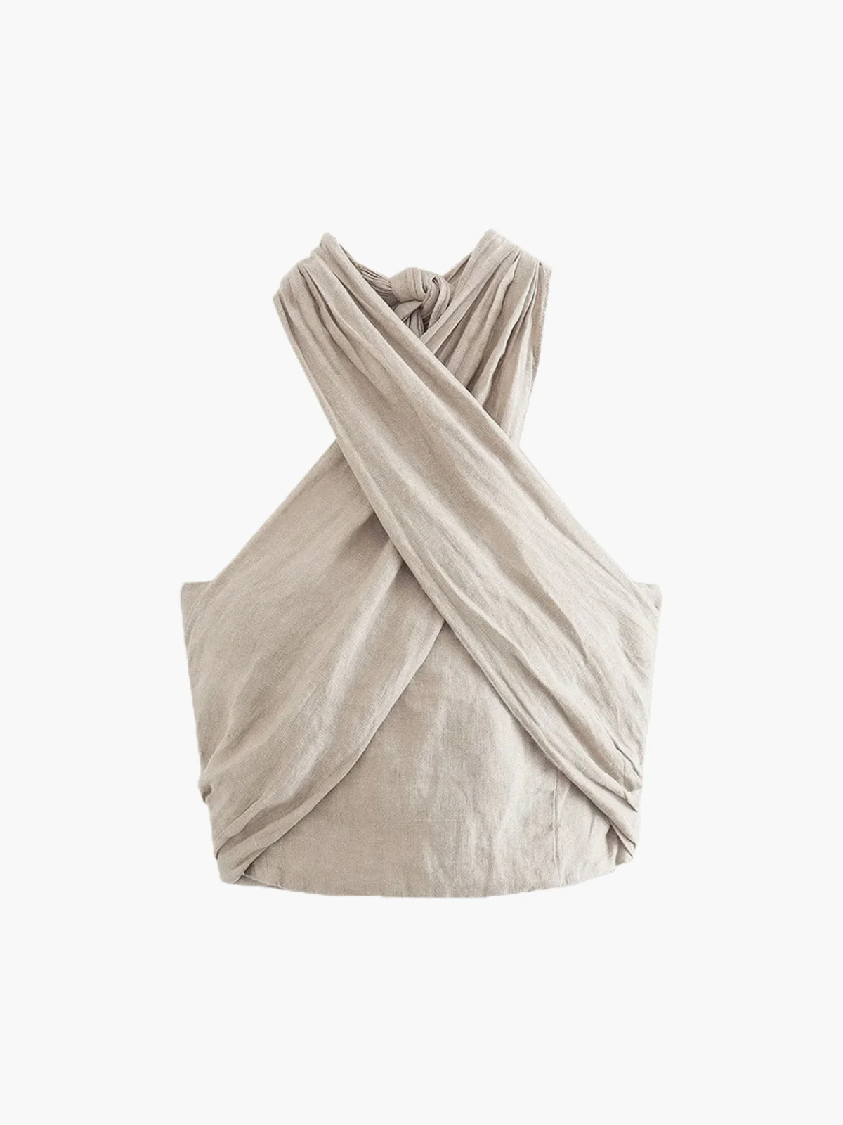 linen Crisscross Halter Tank Top - Image 3