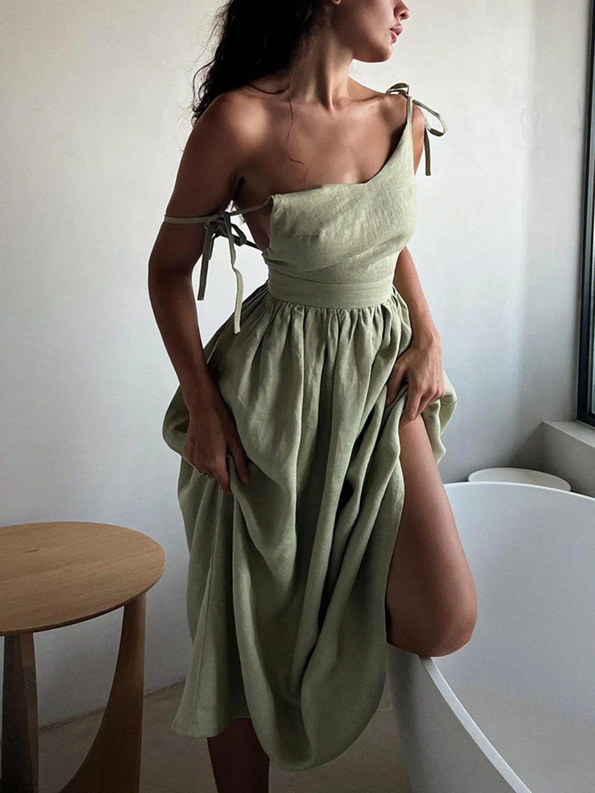 Cotton & Linen Backless Long Dress - Image 3