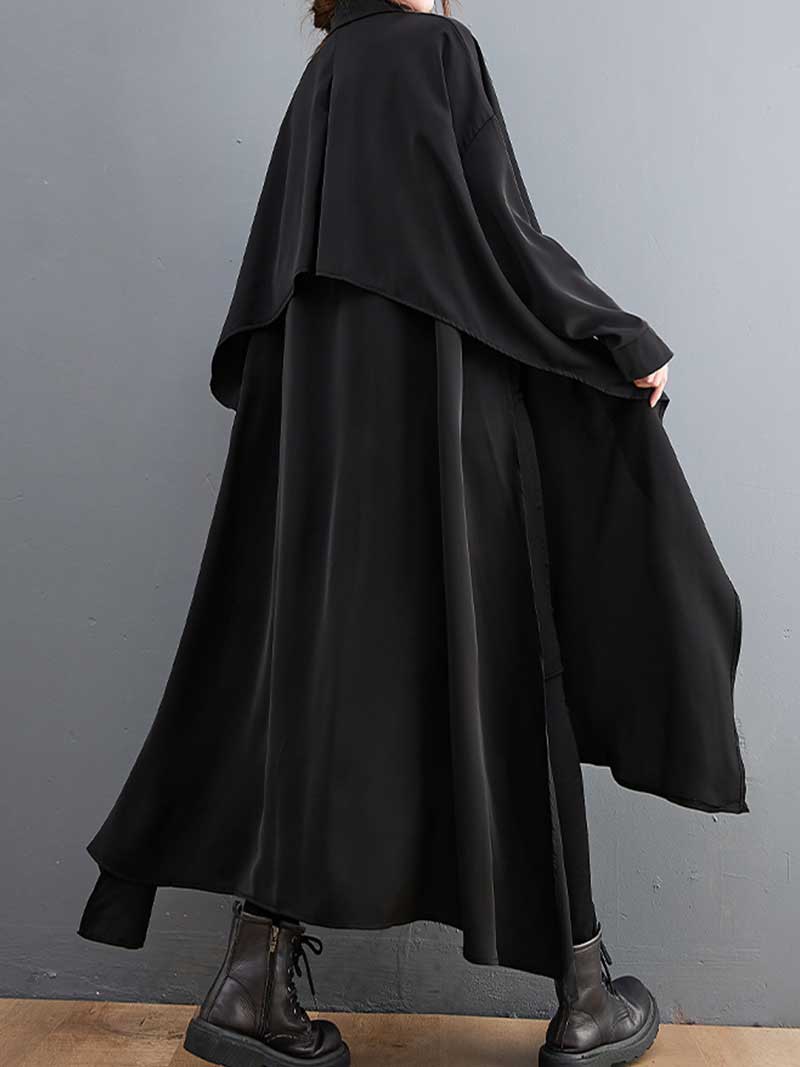 Cotton Long Sleeves Shirt Style A-Line Dress - Image 2