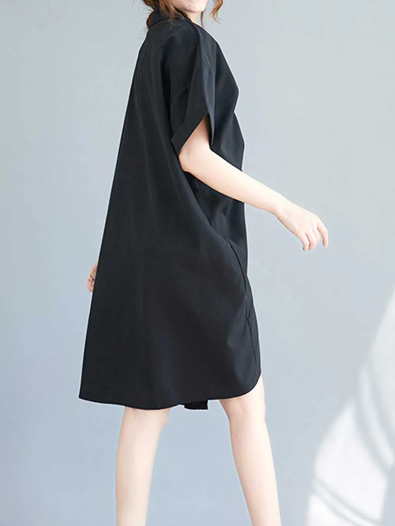 Cotton Short Sleeves Shirt Dress - Image 3
