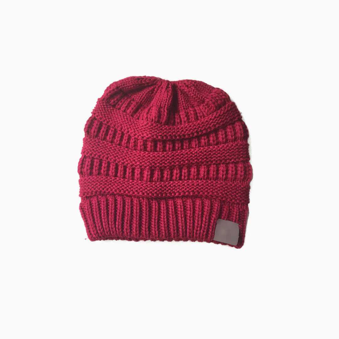 Warm Me Up Ponytail Winter Beanie Chunky Rib Knit Hat - Image 4