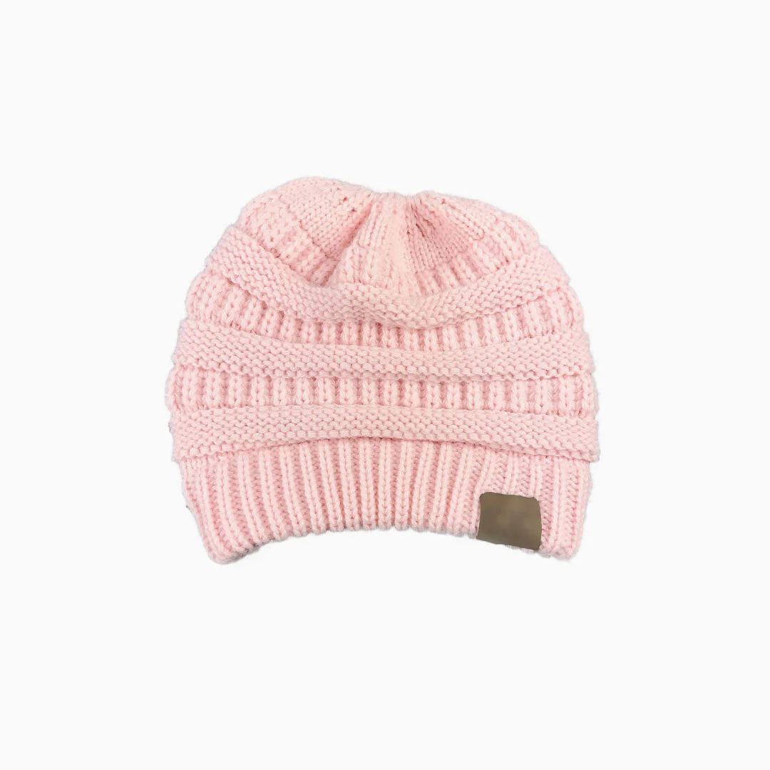 Warm Me Up Ponytail Winter Beanie Chunky Rib Knit Hat - Image 7
