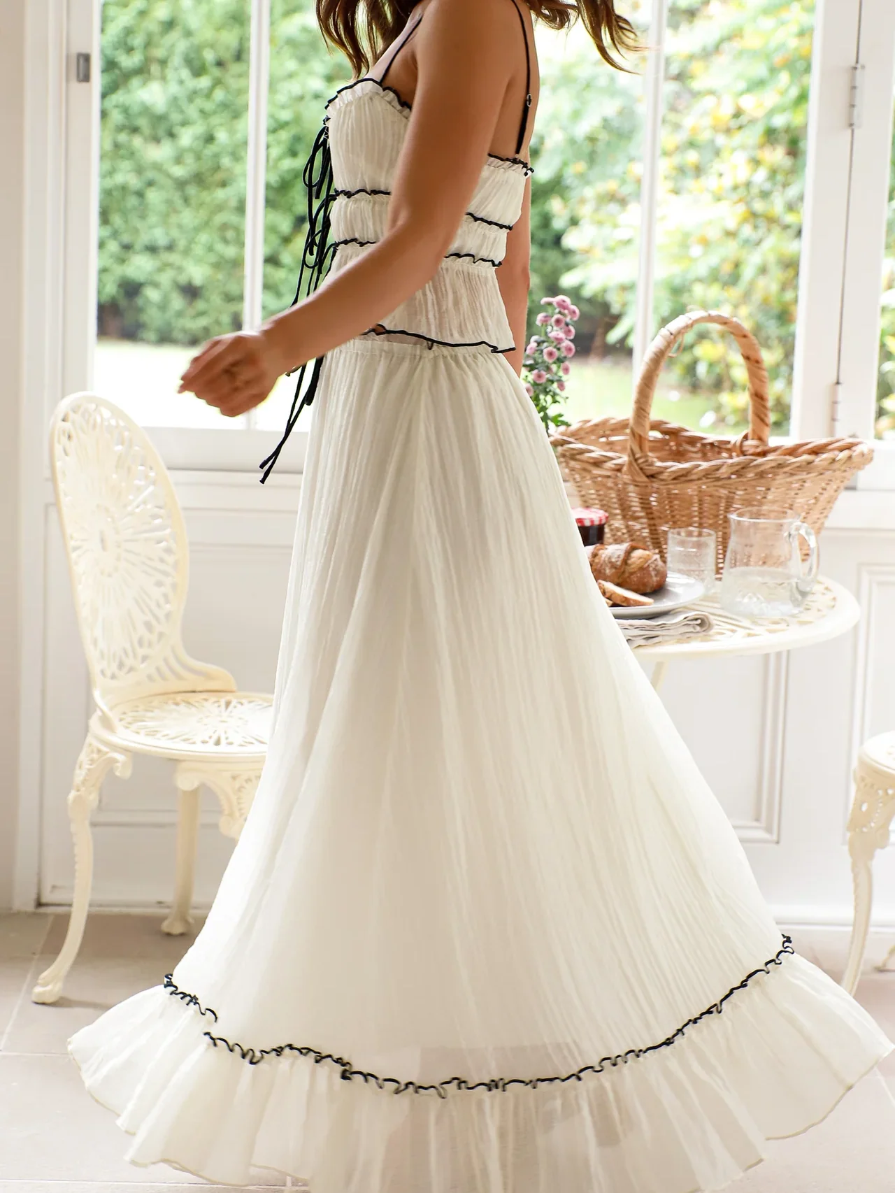 Cream Chiffon Skirt Set - Image 2