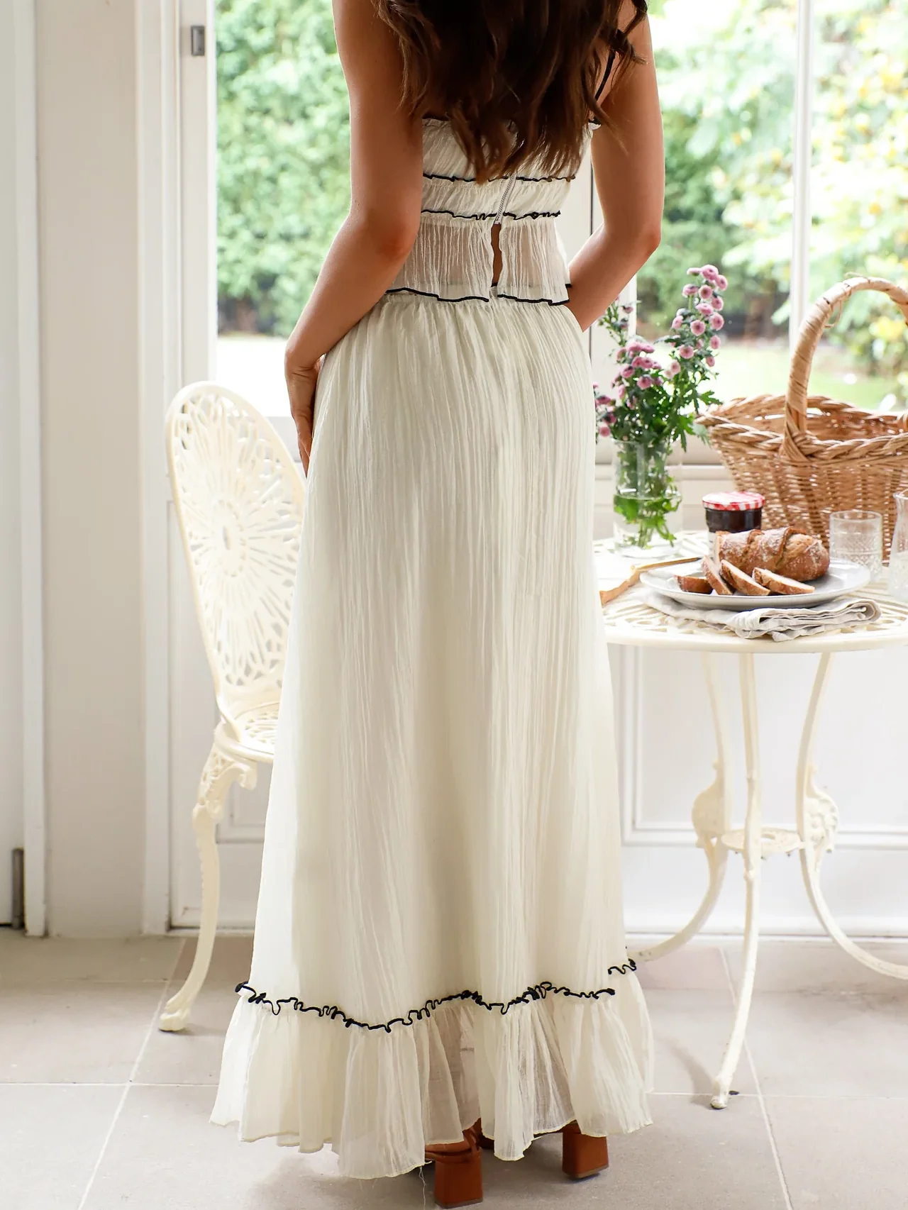 Cream Chiffon Skirt Set - Image 3