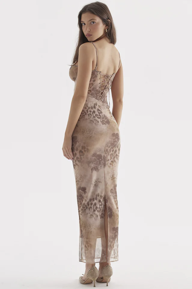 Cream Floral Print Maxi Dress - Image 5