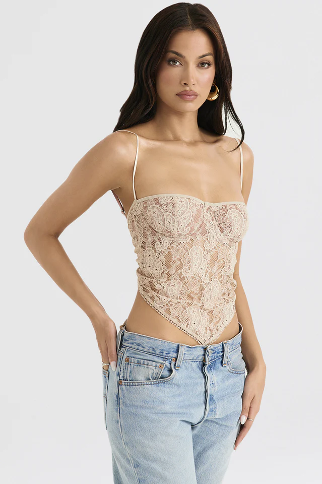 Cream Paisley Lace Top - Image 6
