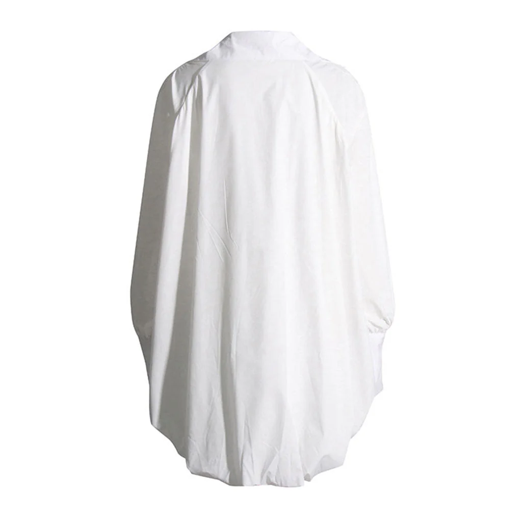 Creative Fold Over Collar Bishop Sleeve Oversized Pullover Shirt - Image 2