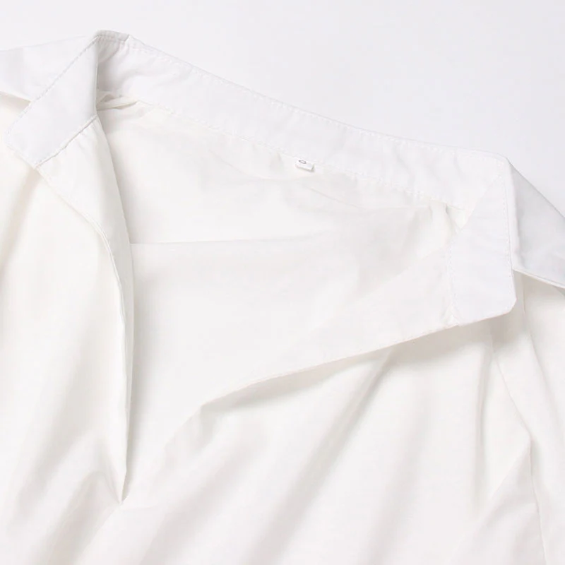 Creative Fold Over Collar Bishop Sleeve Oversized Pullover Shirt - Image 3