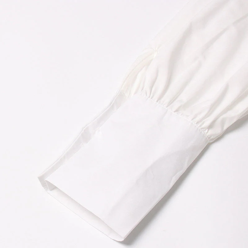 Creative Fold Over Collar Bishop Sleeve Oversized Pullover Shirt - Image 5