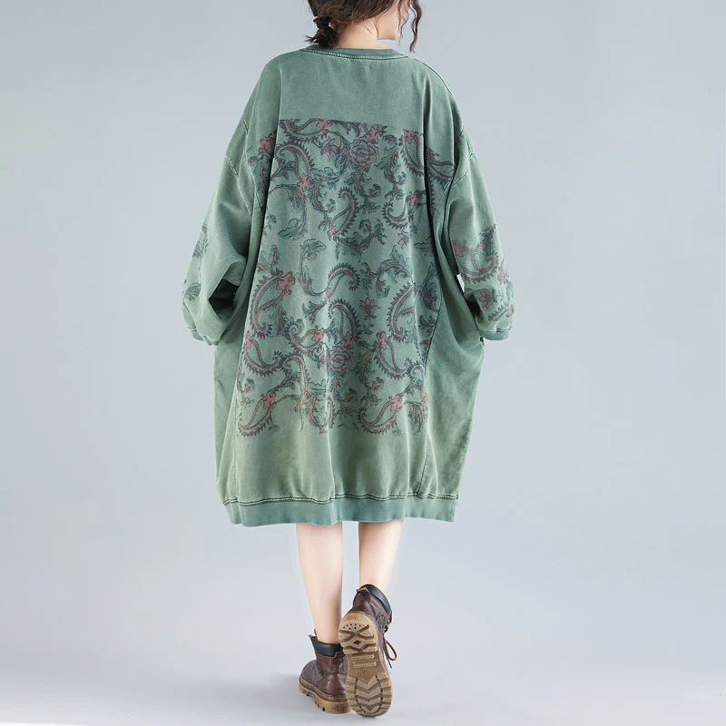 Crew Neck Printed Sweatshirt Dress - Image 13