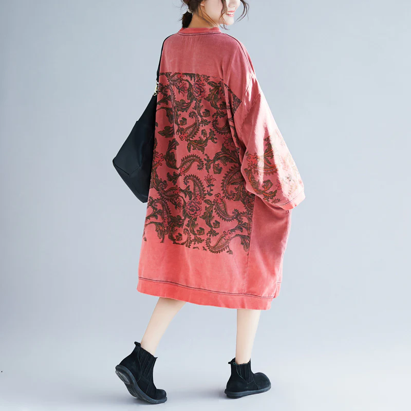 Crew Neck Printed Sweatshirt Dress - Image 9