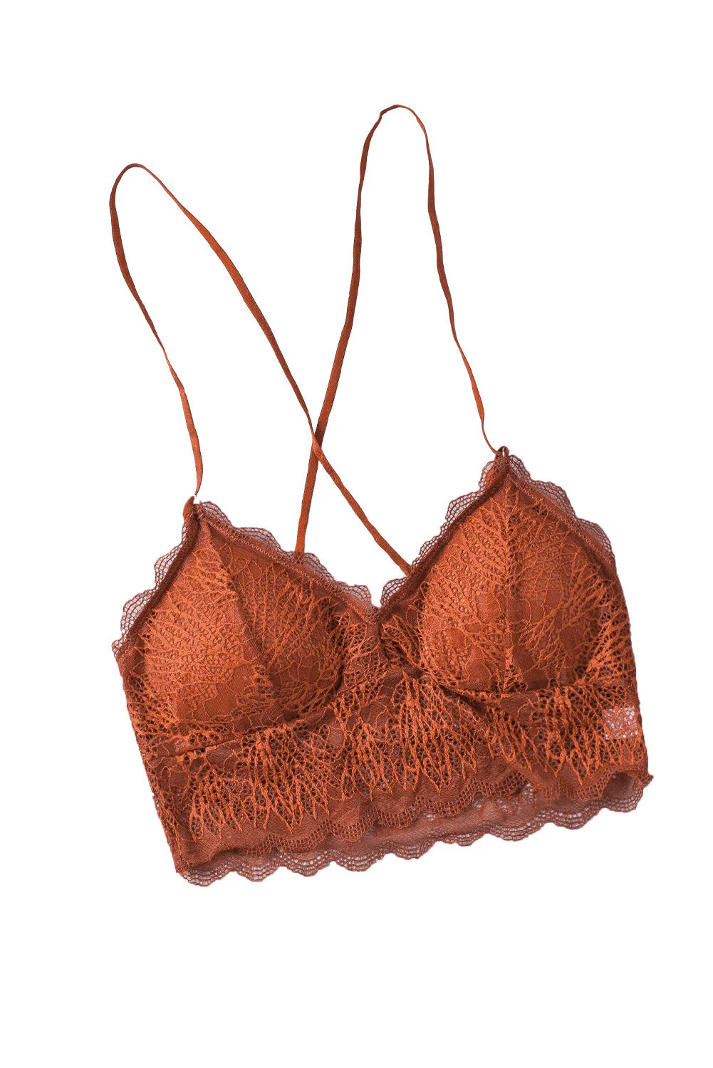 Criss Cross Spaghetti Strap Lace Bralette - Image 12
