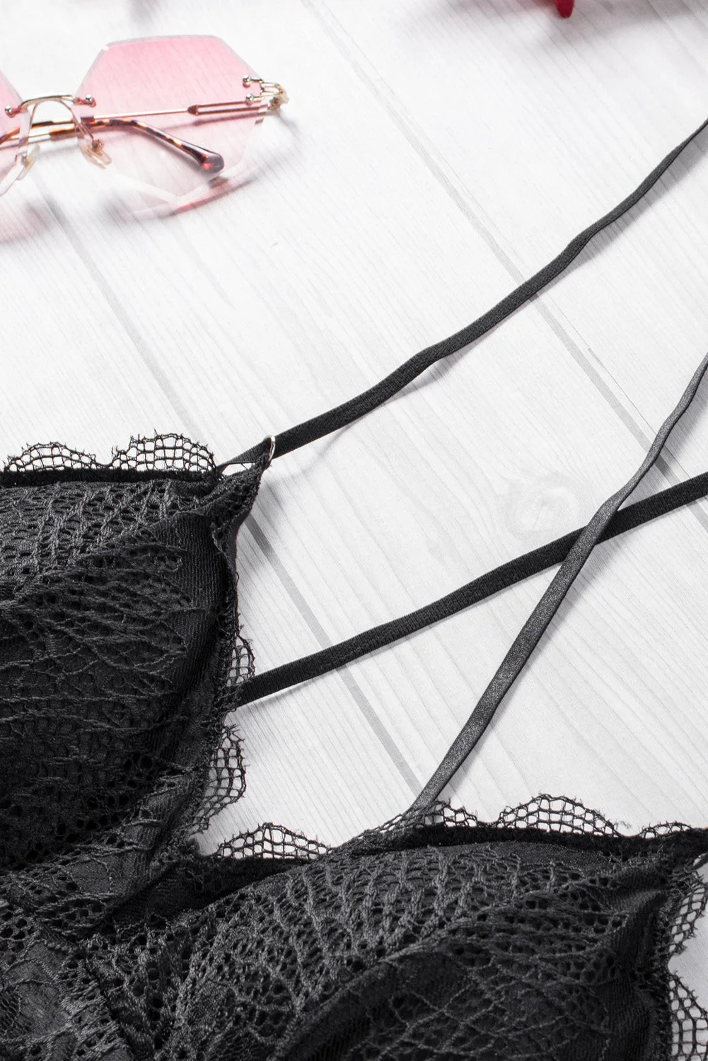 Criss Cross Spaghetti Strap Lace Bralette - Image 22