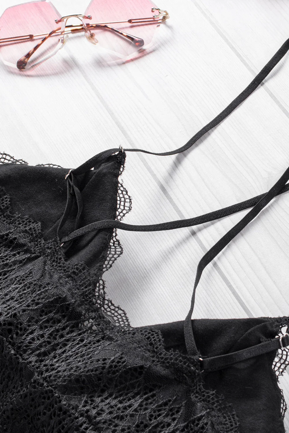 Criss Cross Spaghetti Strap Lace Bralette - Image 25
