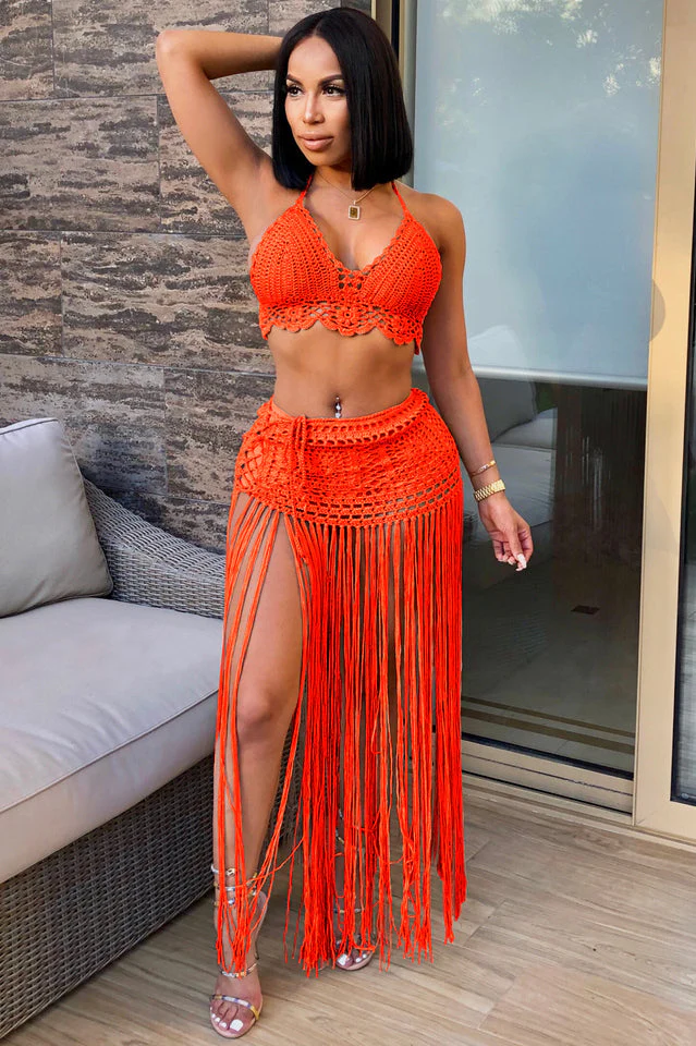 Crochet Bralette + Tassel Maxi Skirt Set - Image 5