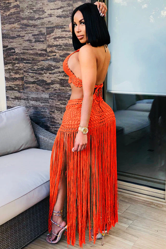 Crochet Bralette + Tassel Maxi Skirt Set - Image 6