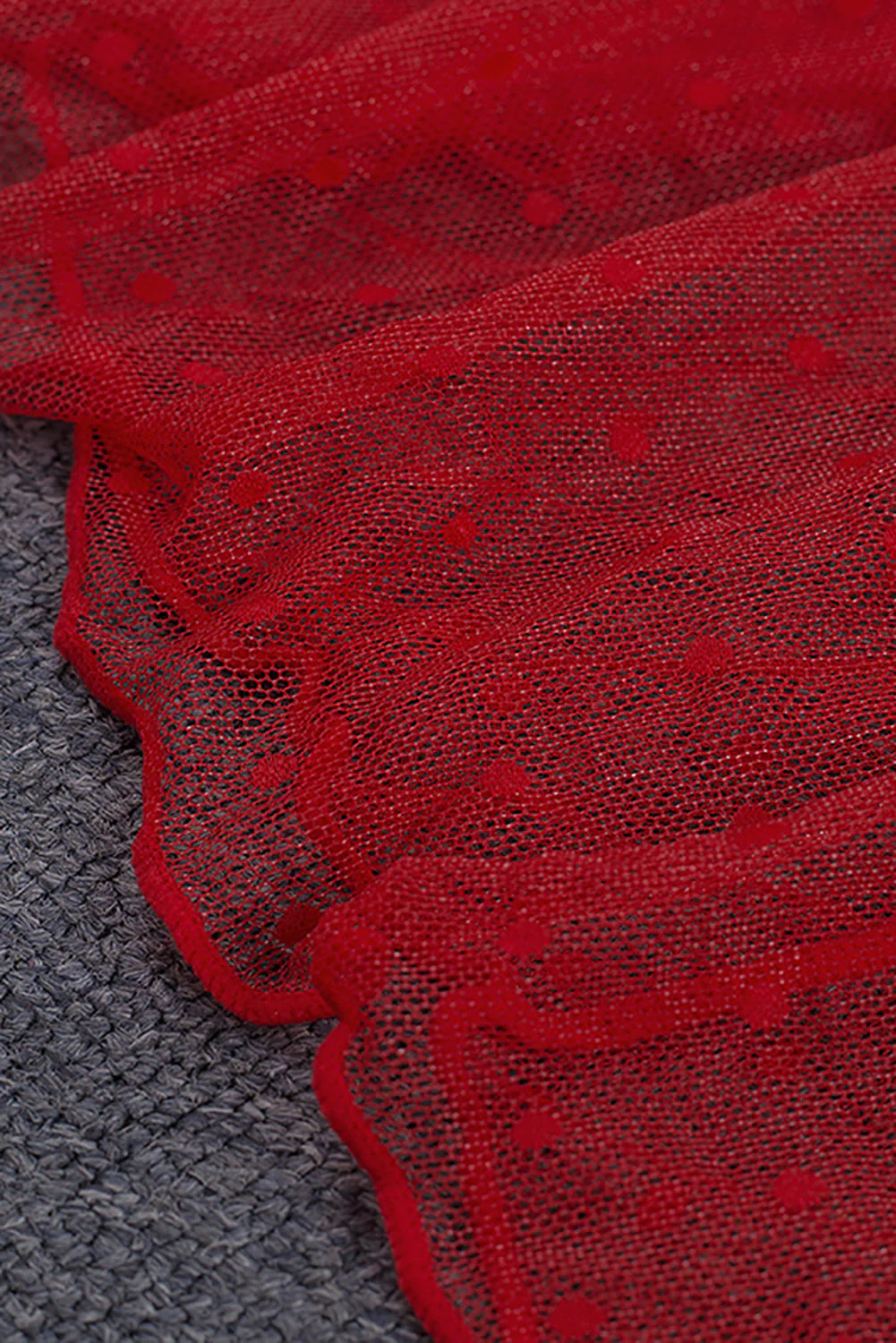 Crochet Lace Bowknot Dot Mesh Slit Babydoll - Image 32