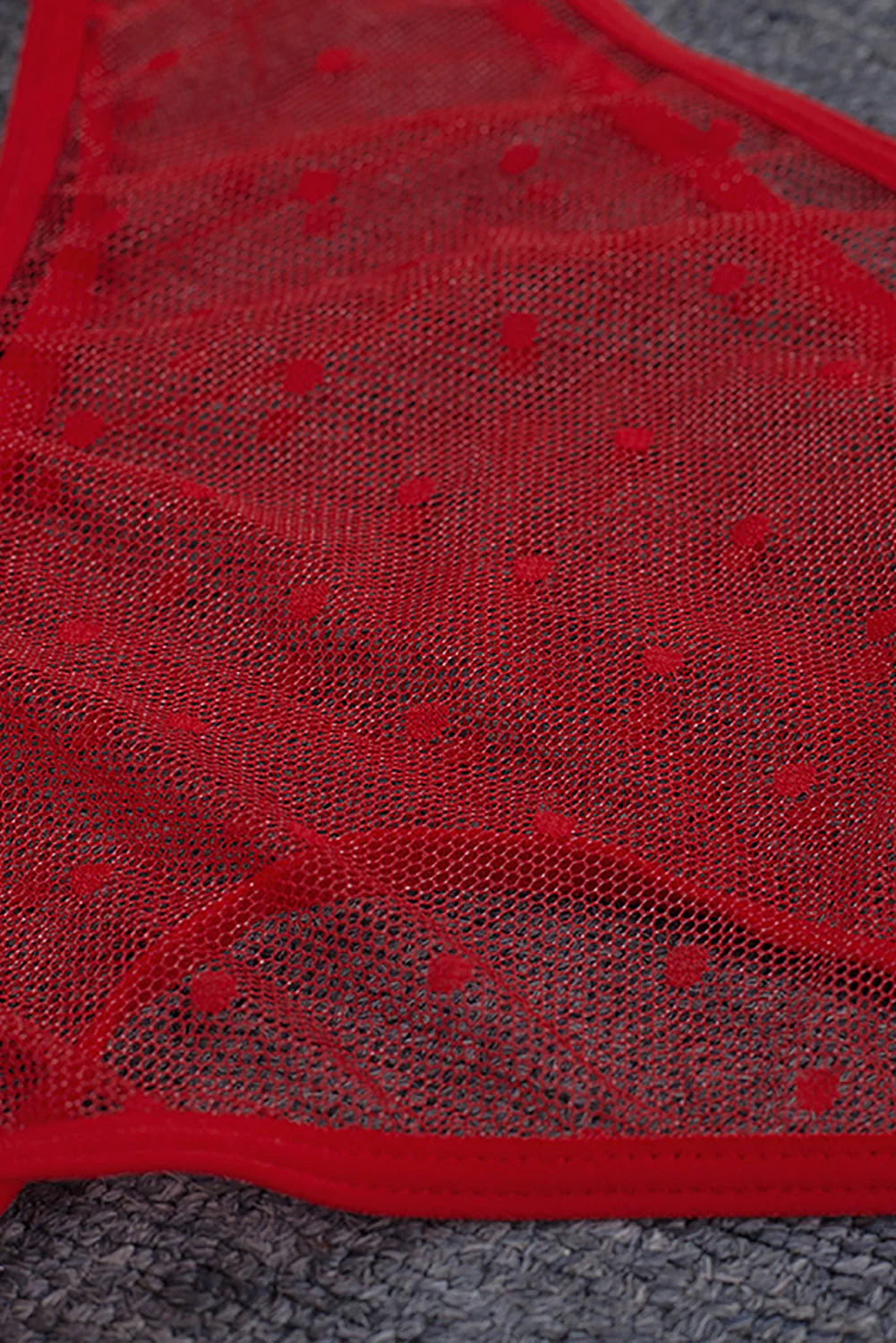 Crochet Lace Bowknot Dot Mesh Slit Babydoll - Image 36
