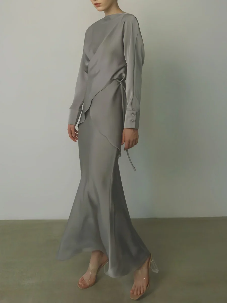 Cross Tie Back Solid Skirt Set - Image 2