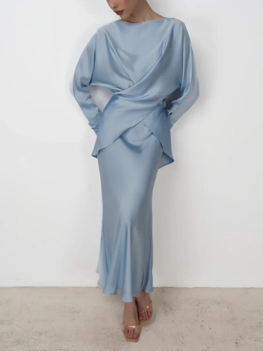 Cross Tie Back Solid Skirt Set - Image 7