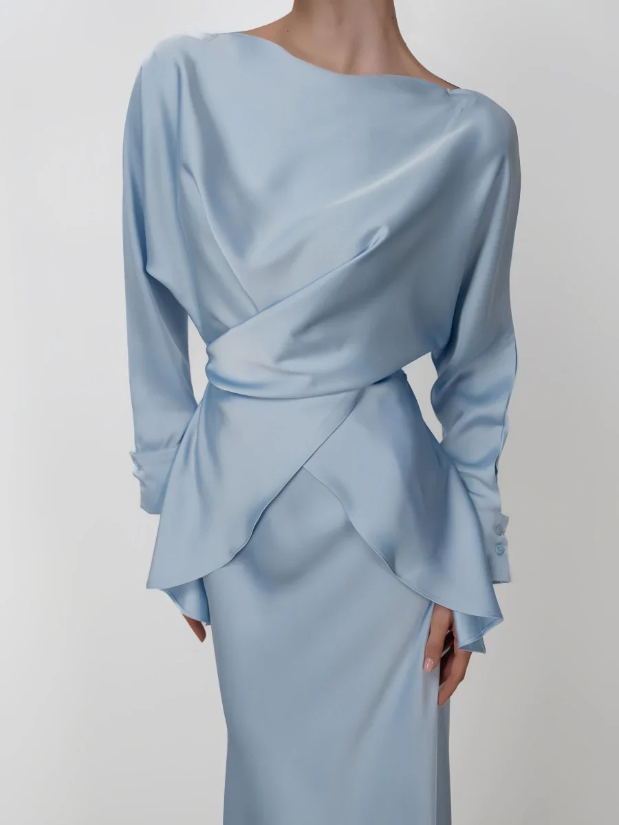 Cross Tie Back Solid Skirt Set - Image 8