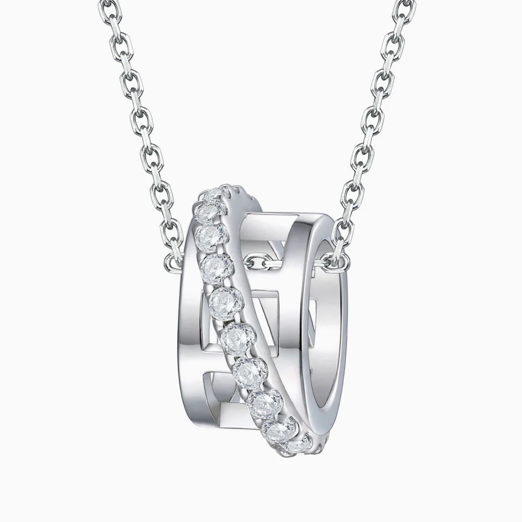 Crossover Pavé Cubic Zirconia Eternity Triple Hoop Sterling Silver Jewelry Set - Image 3