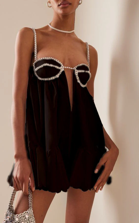 Crystal Trimmed Scallop Mini Dress - Image 11