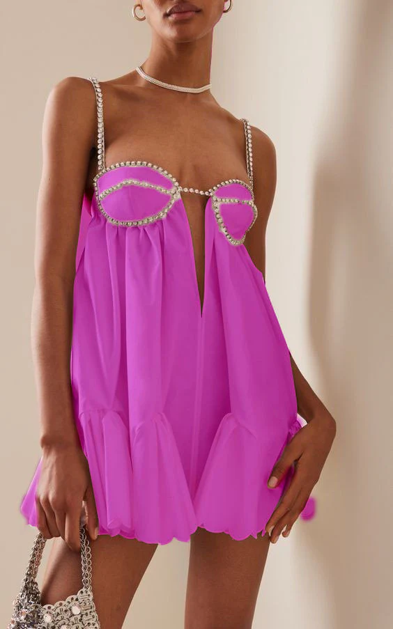 Crystal Trimmed Scallop Mini Dress - Image 15