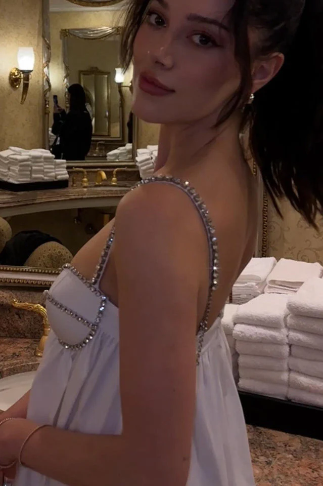 Crystal Trimmed Scallop Mini Dress - Image 8
