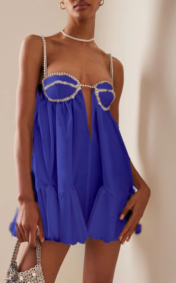 Crystal Trimmed Scallop Mini Dress - Image 9