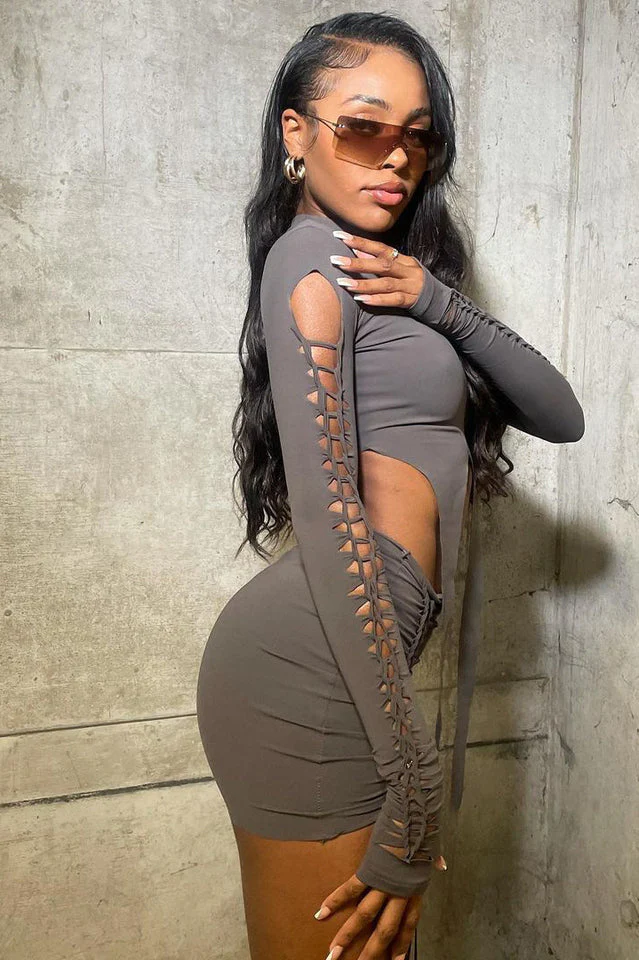 Cut Out Braid Detail Crop Top & Mini Skirt - Image 11