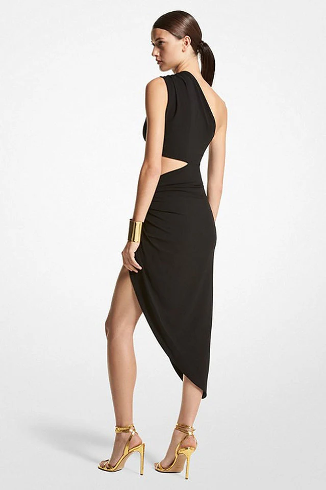 Cut Out Thigh Slit One Shoulder Midi Dress - Image 10