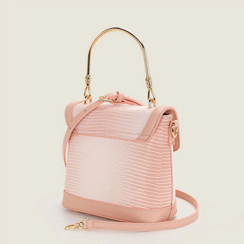 Cute Gradient Embossed Detail Foldover Top Handle Crossbody Bag - Pink - Image 3